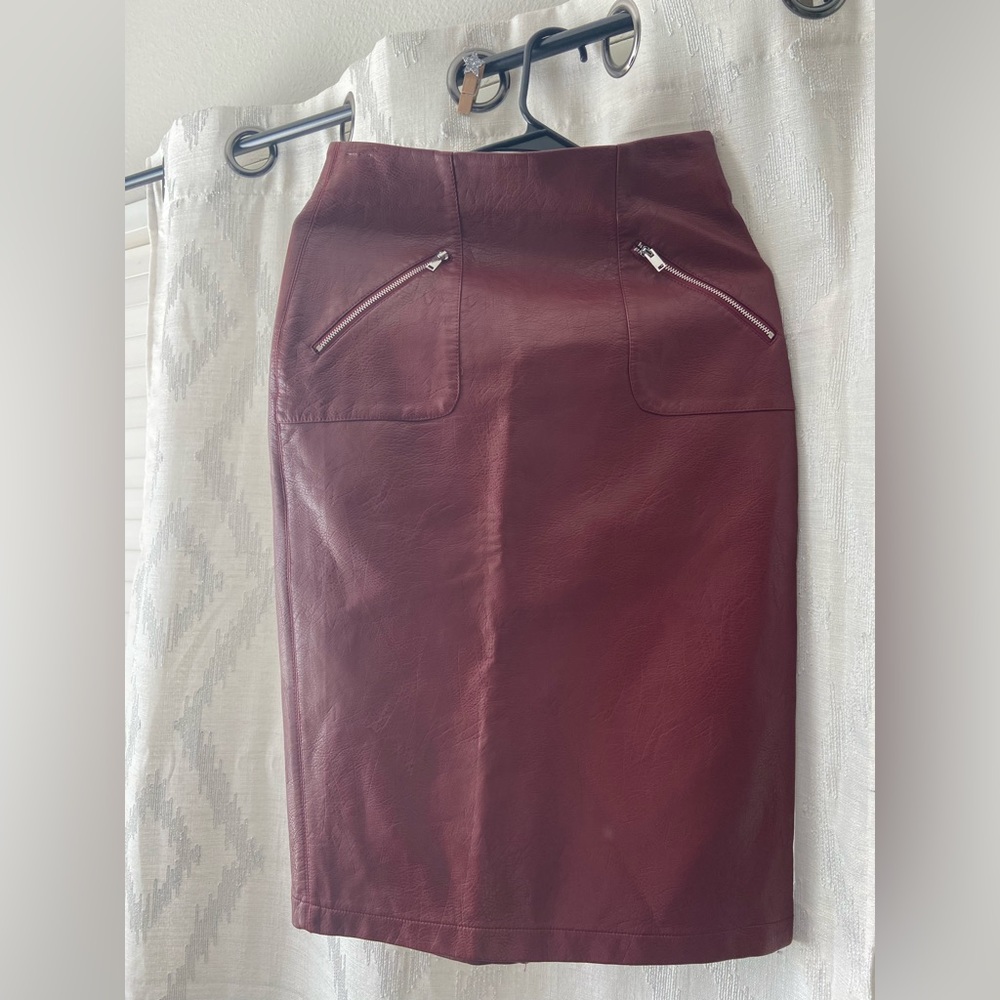 Red leather Zara skirt.